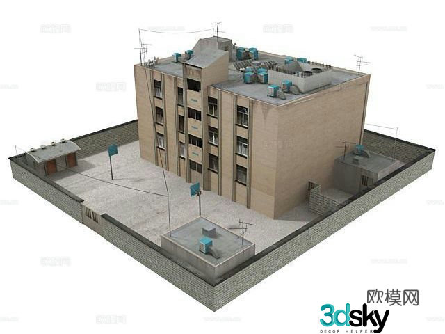 Modern school exterior 3d model