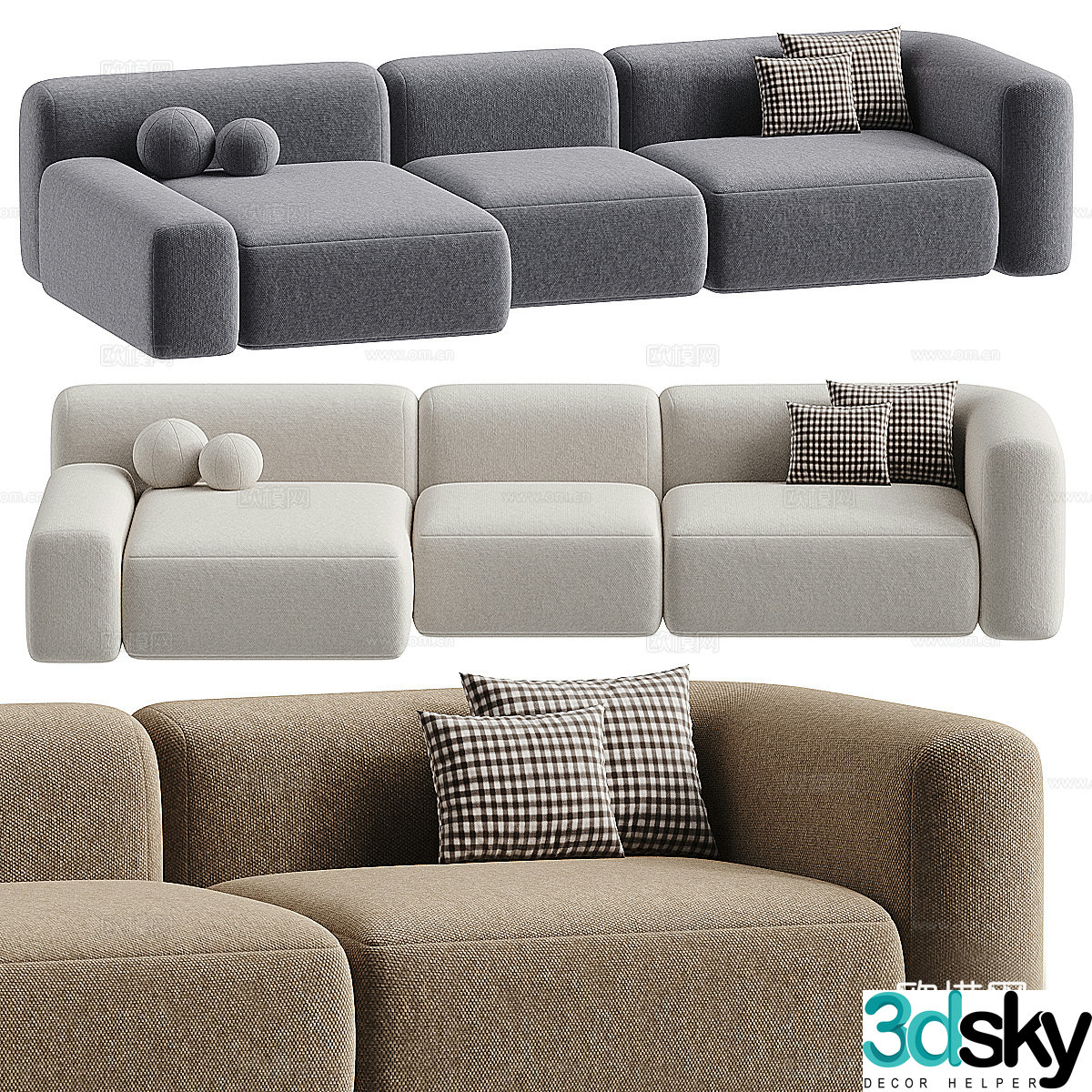 Corner sofa multi-person sofa 3d model