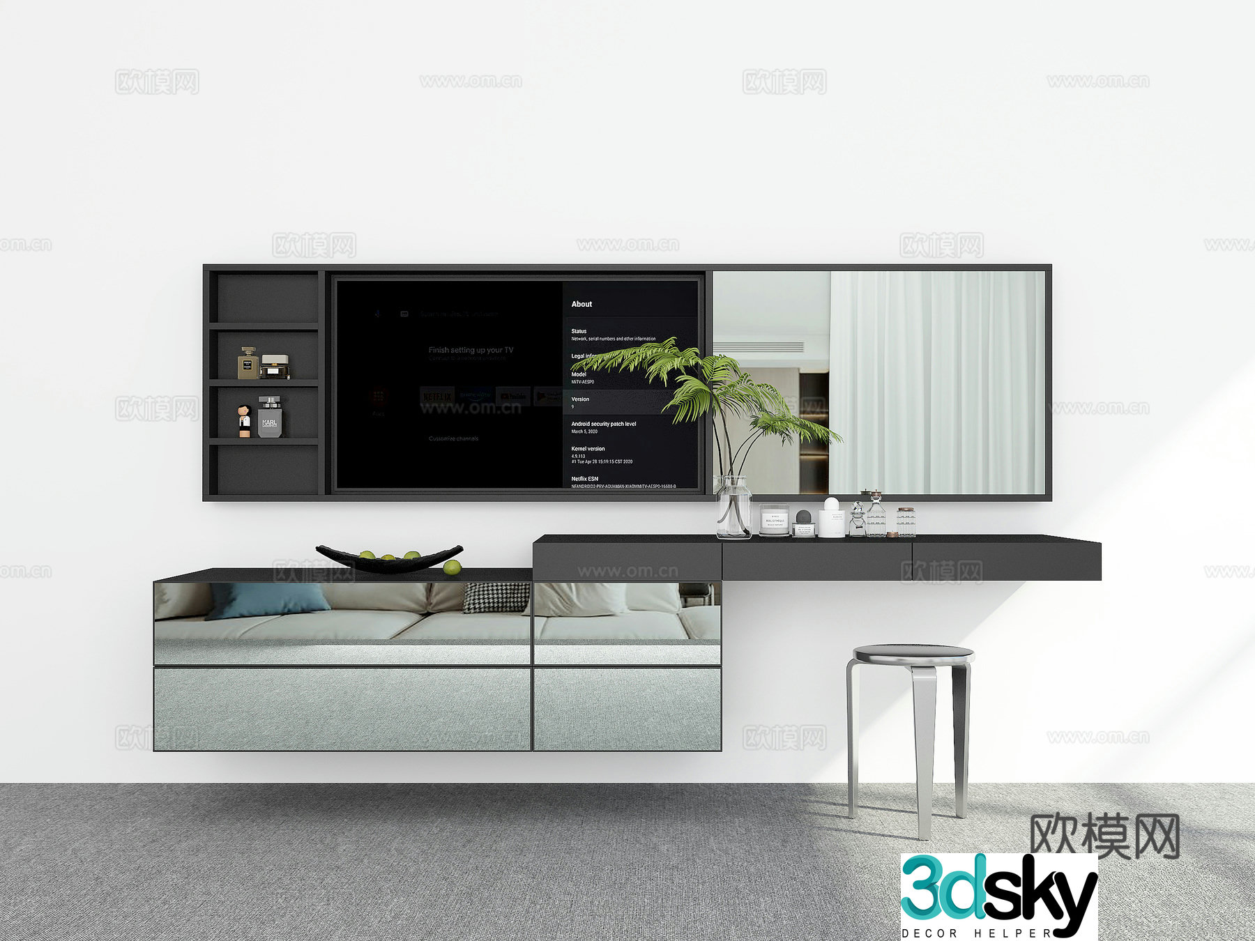 Modern floating dresser 3d model