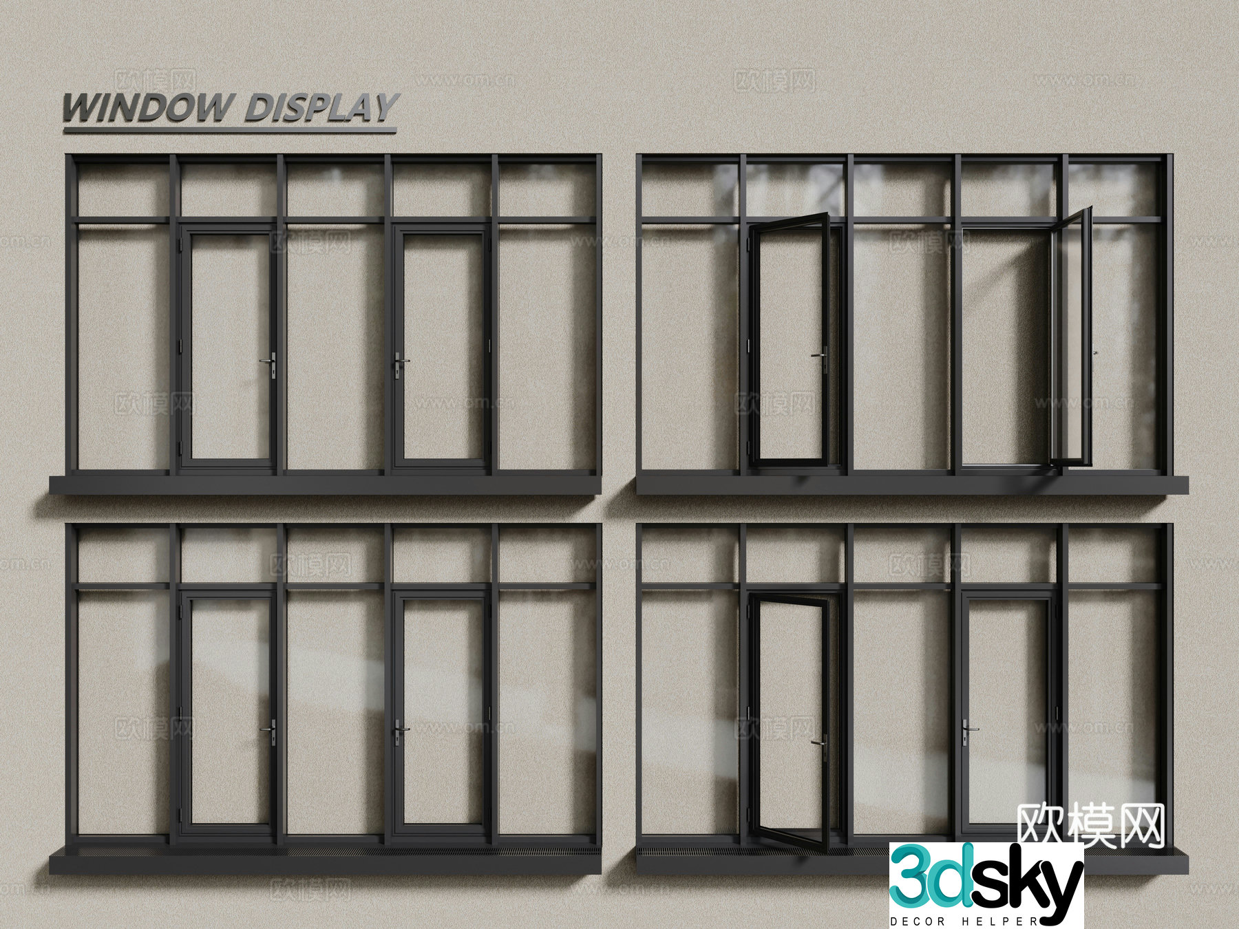 Aluminum alloy windows casement windows floor-to-ceiling windows 3d model