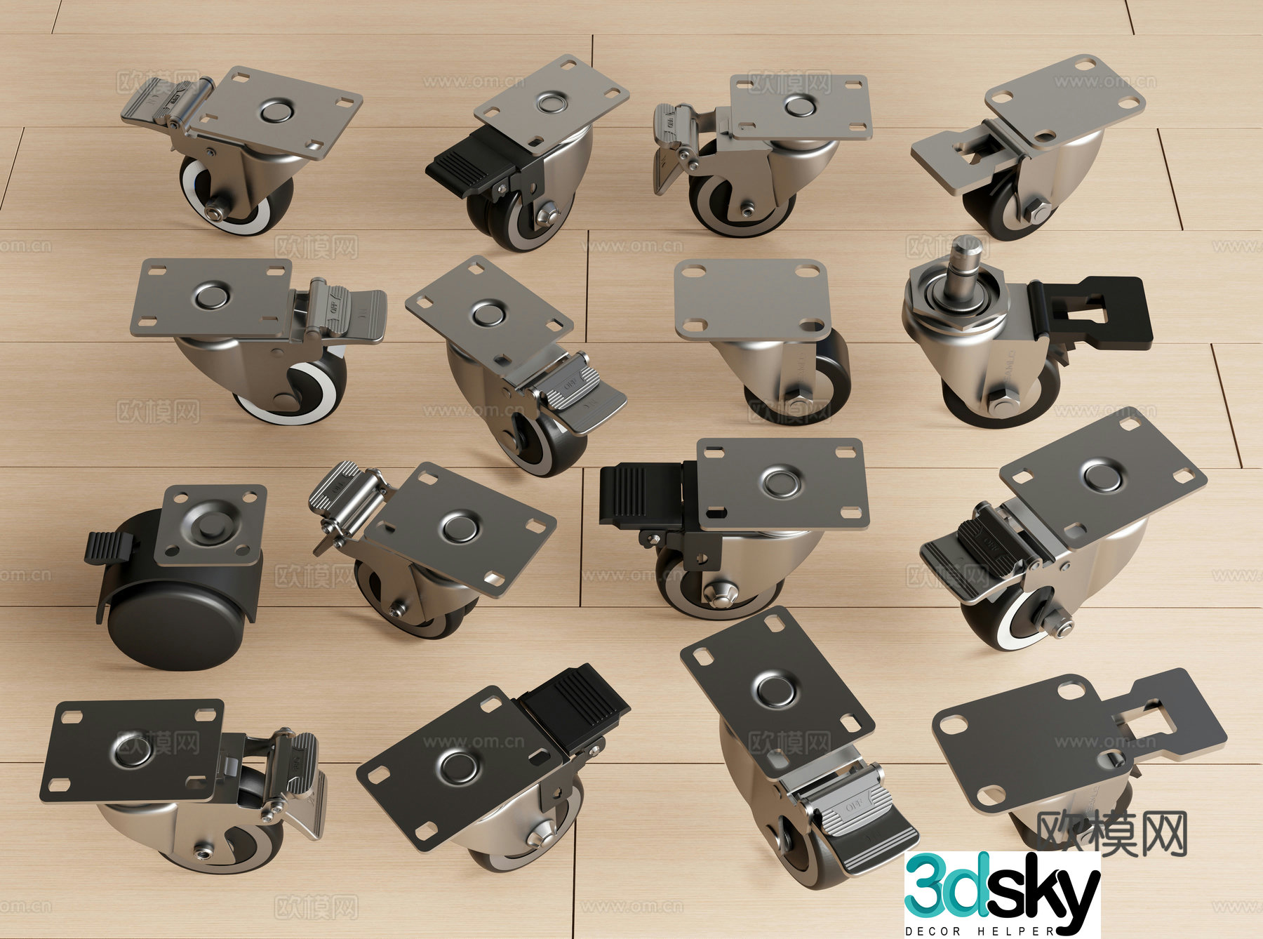 Modern pulley universal wheel roller wheel caster hardware 3d model