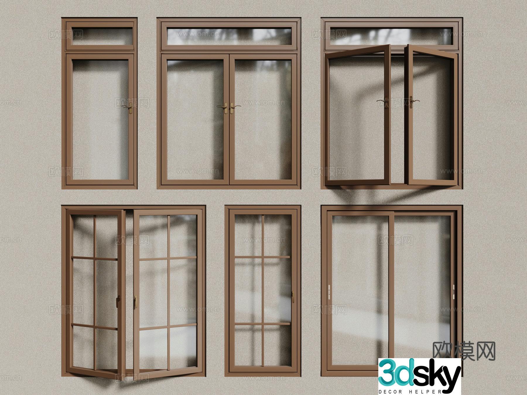 Aluminum alloy windows casement windows floor-to-ceiling windows 3d model