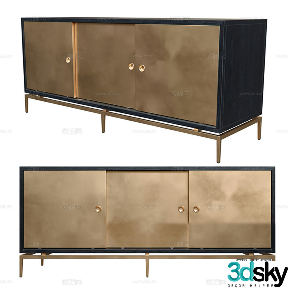 Light luxury TV cabinet low cabinet finished cabinet 3D model