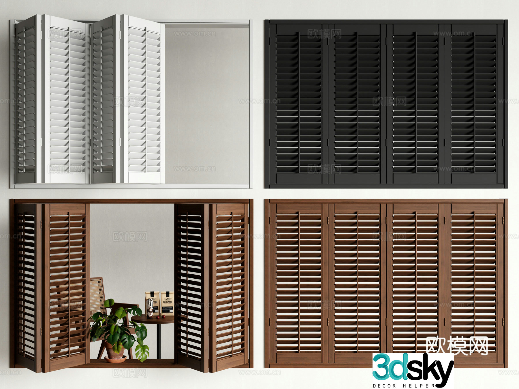 Medieval style shutters shutter folding windows sliding windows wooden windows 3D model
