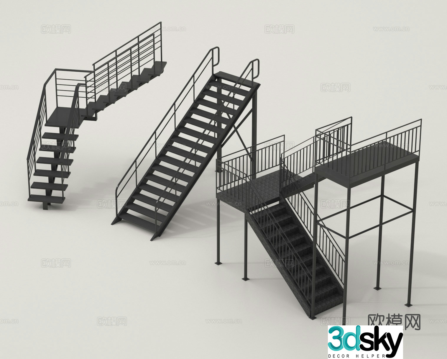 Outdoor staircase wrought iron staircase 3d model
