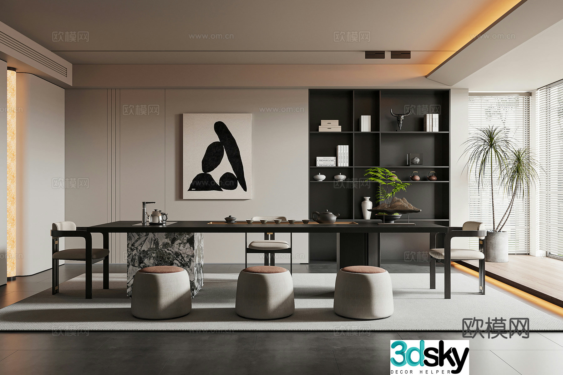 Modern tea room 3d model