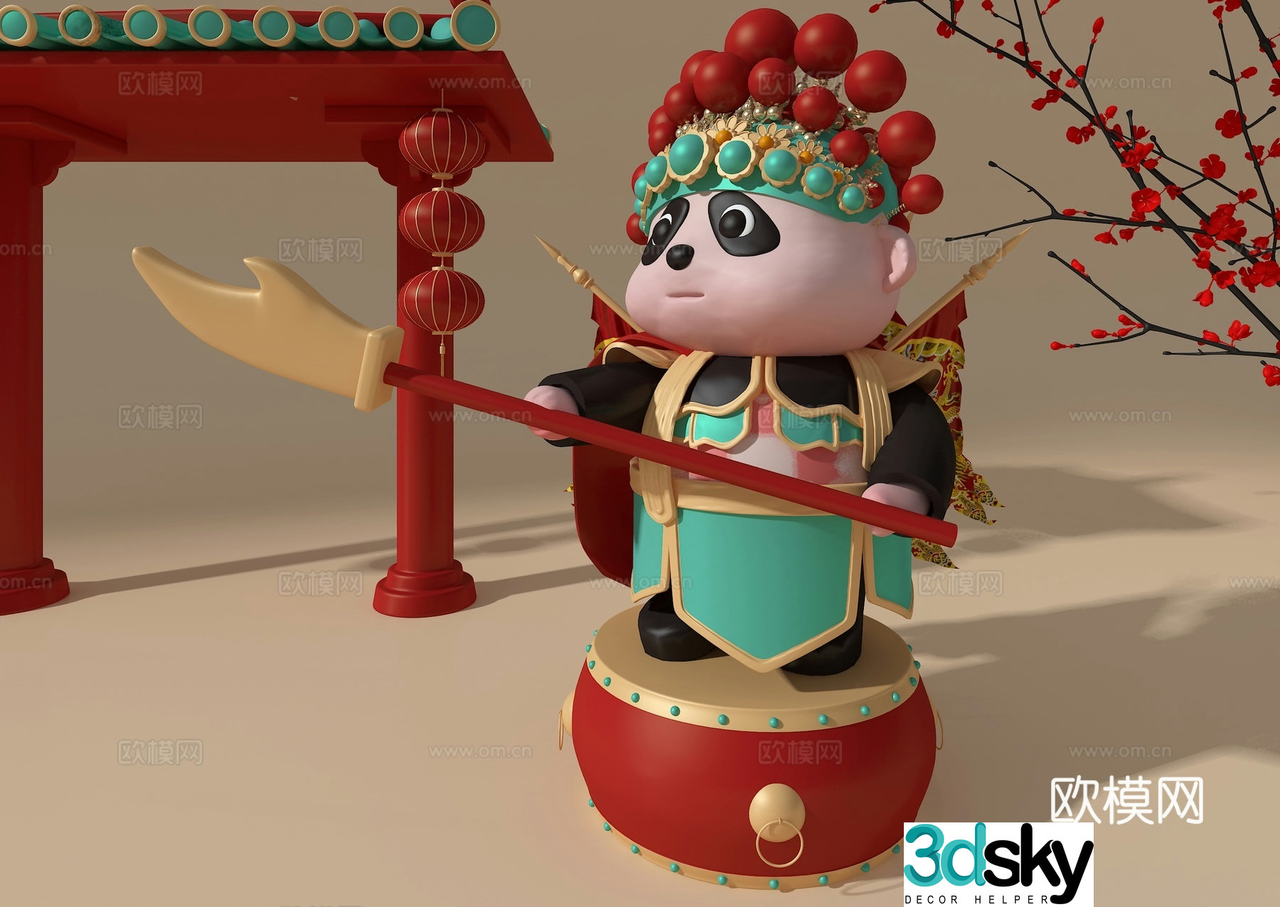 New Chinese style Peking Opera Pandaman trendy 3D model