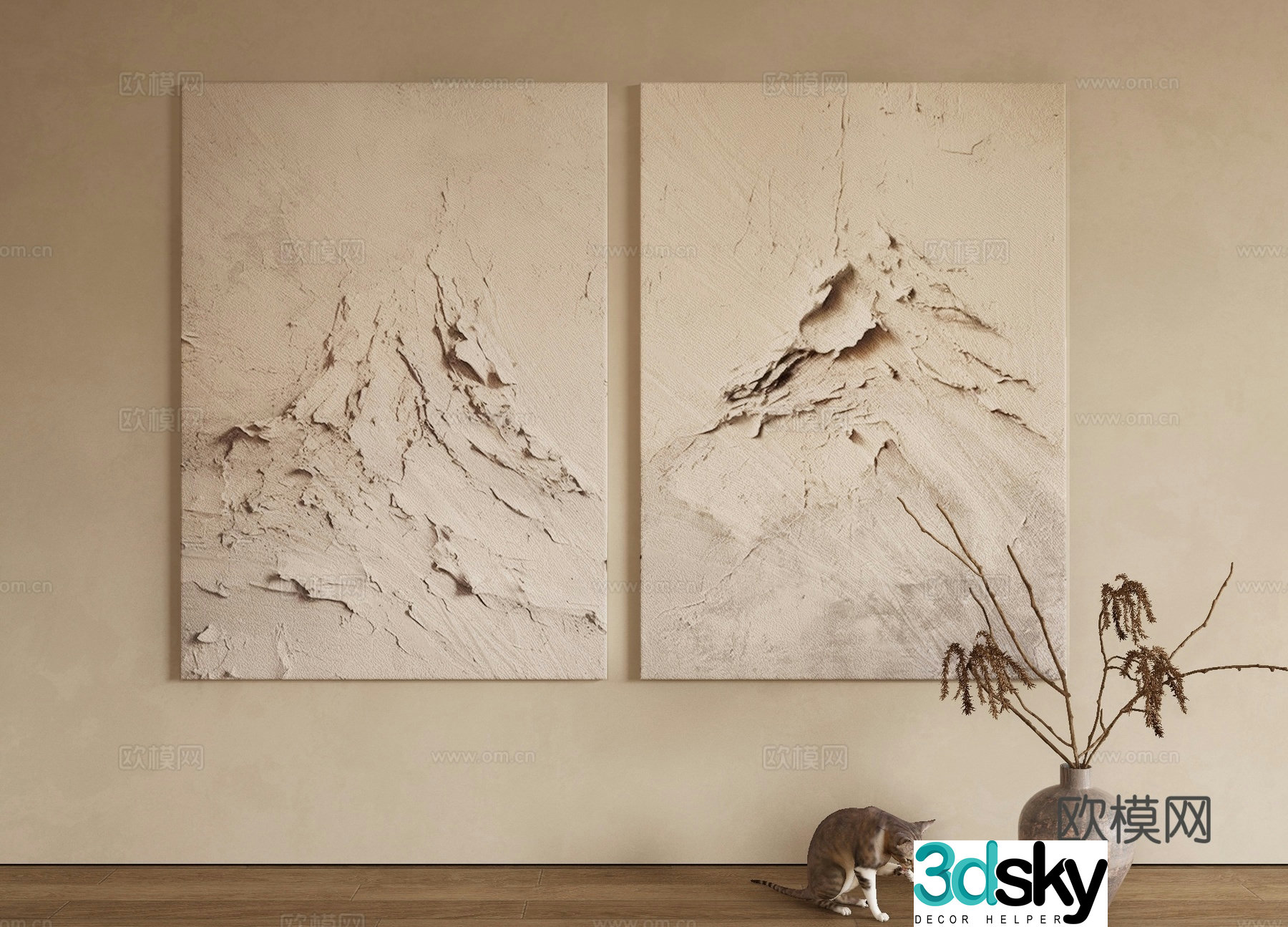 Modern decorative painting texture painting mountain hanging painting 3D model