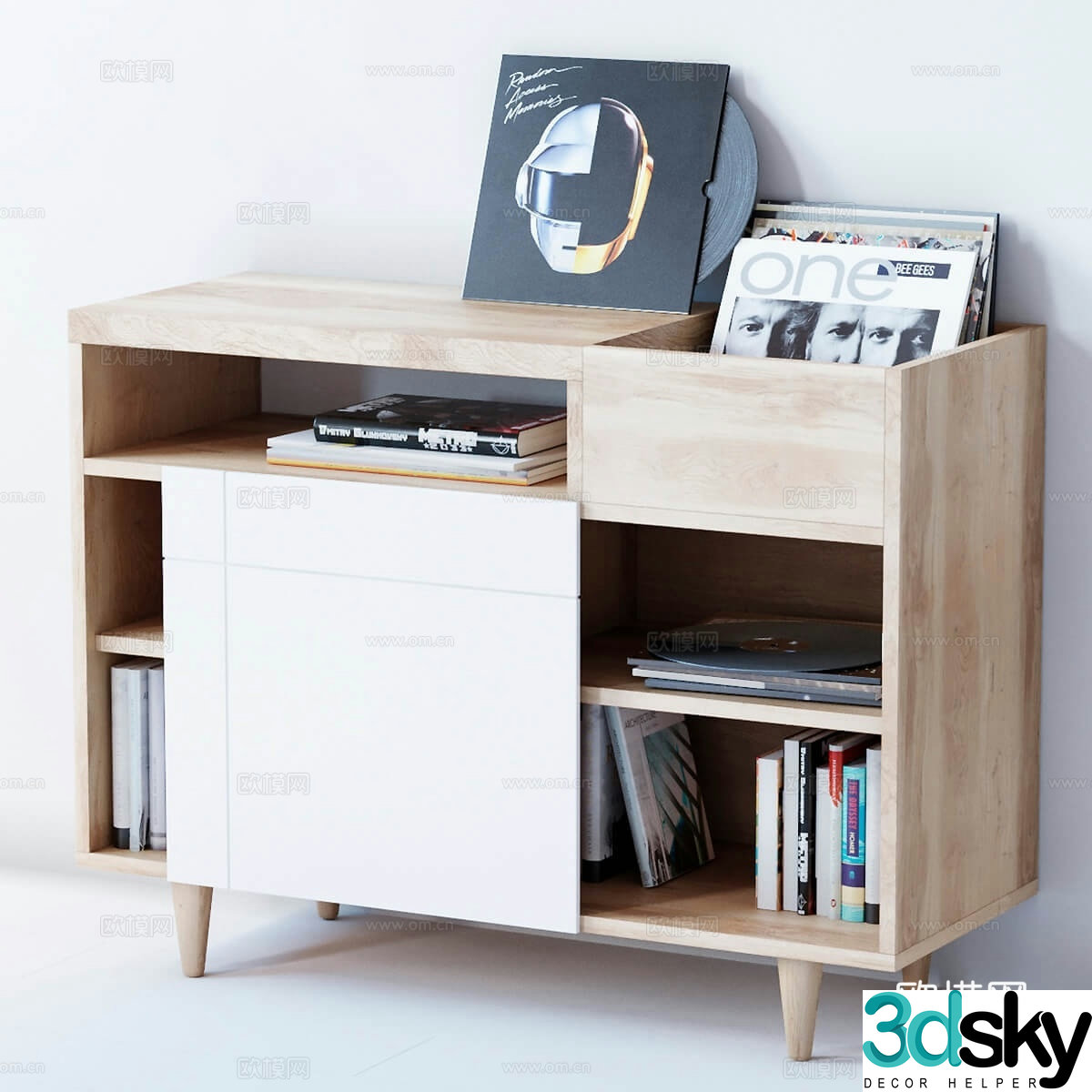 Nordic low cabinet magazine cabinet 3d model