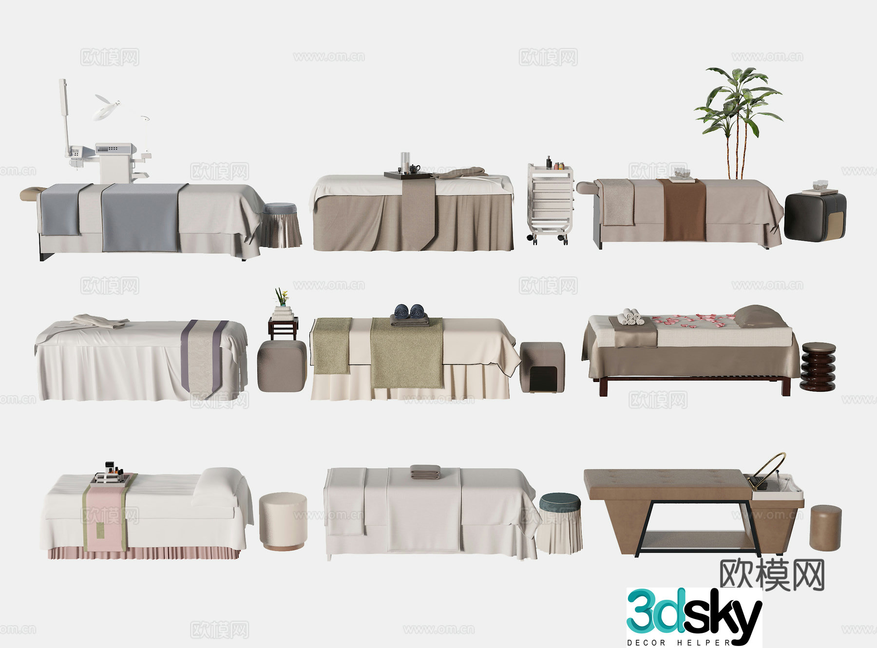 Beauty SPA Beauty Bed Massage Bed Shampoo Bed Physiotherapy Bed 3D Model