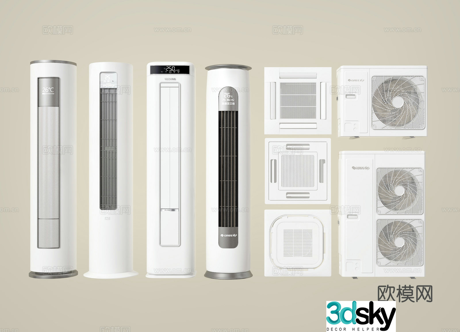 Vertical air conditioner central air conditioner outdoor unit 3D model