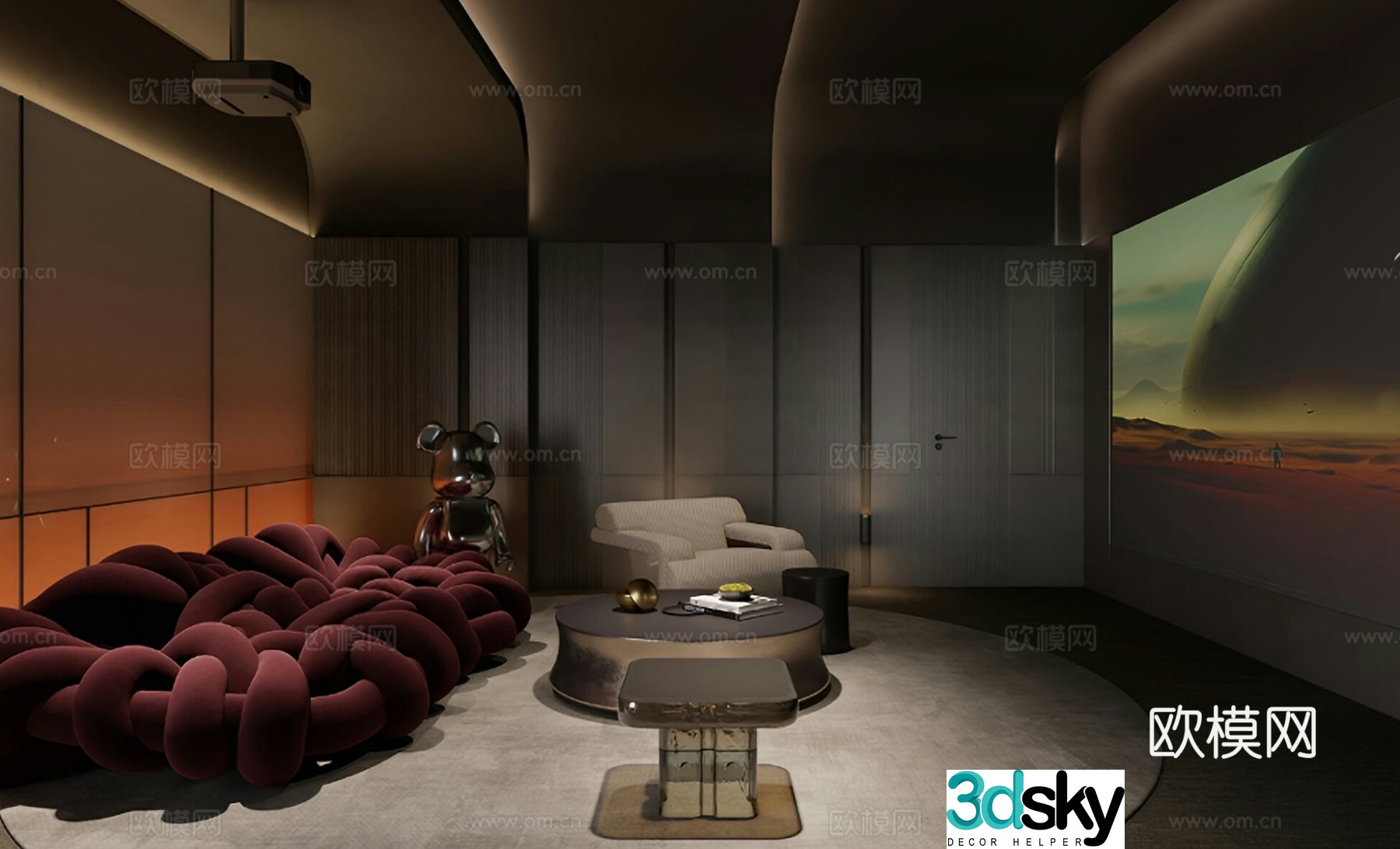 Modern audio-visual room personalized screening room 3d model