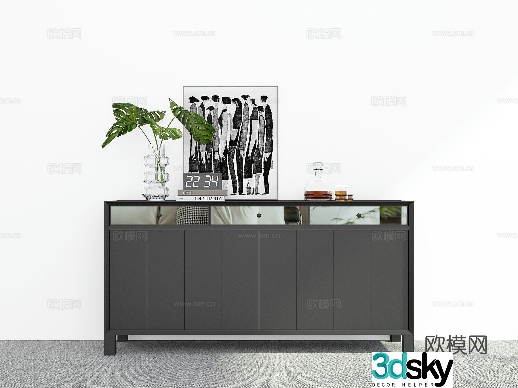Modern side cabinet entrance cabinet 3d model
