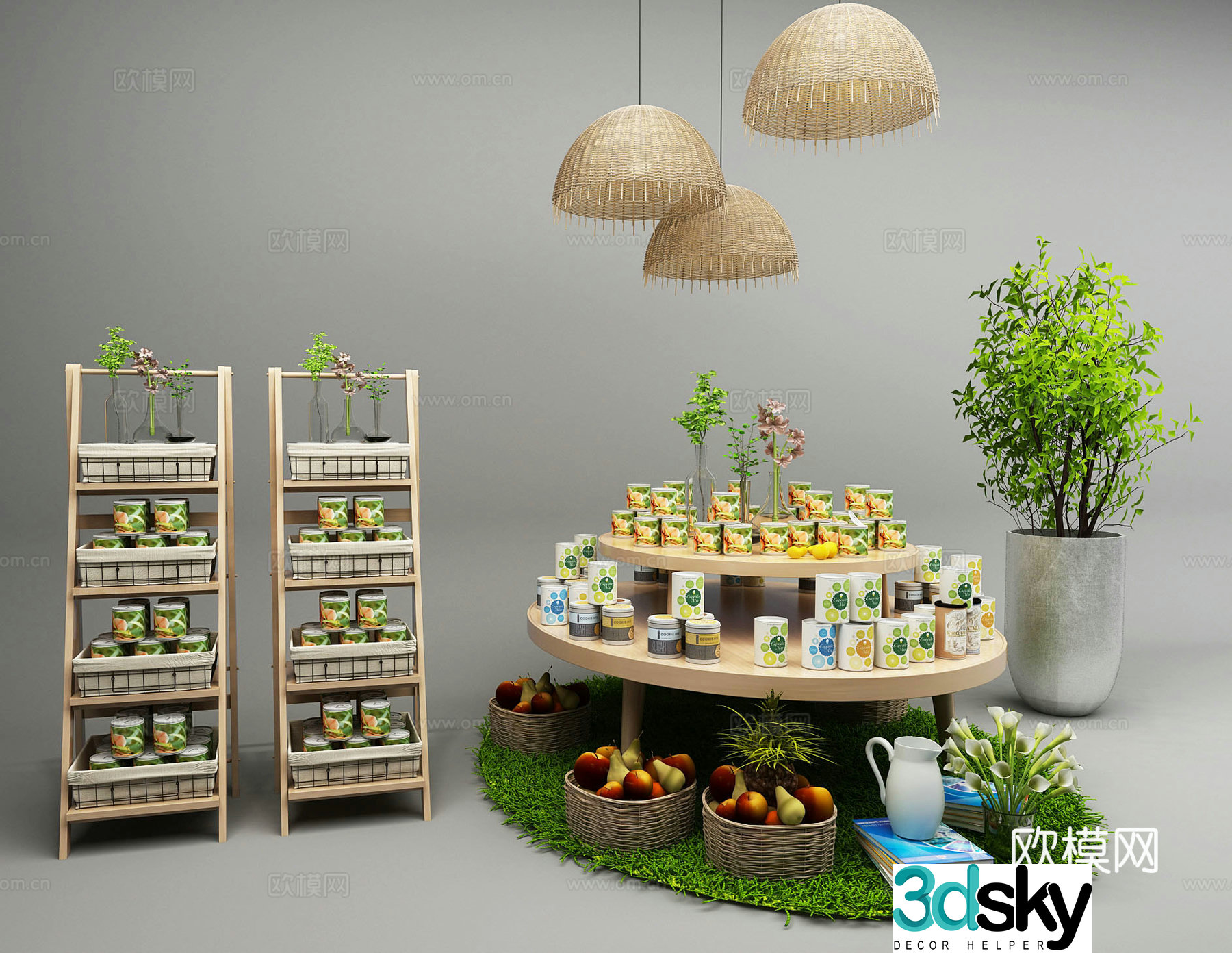 Snack canned shelf display cabinet 3D model