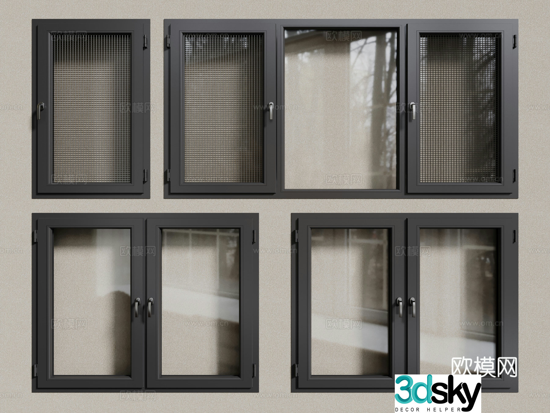Aluminum alloy windows casement windows floor-to-ceiling windows 3d model