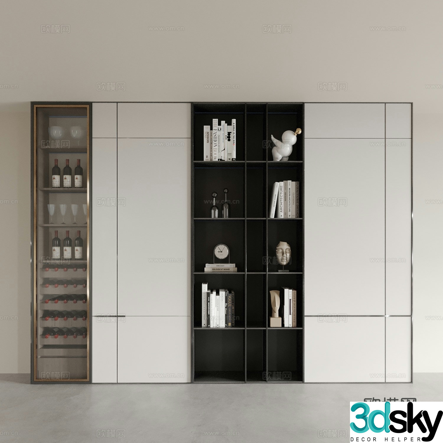 Modern wine cabinet bookcase display cabinet 3d model
