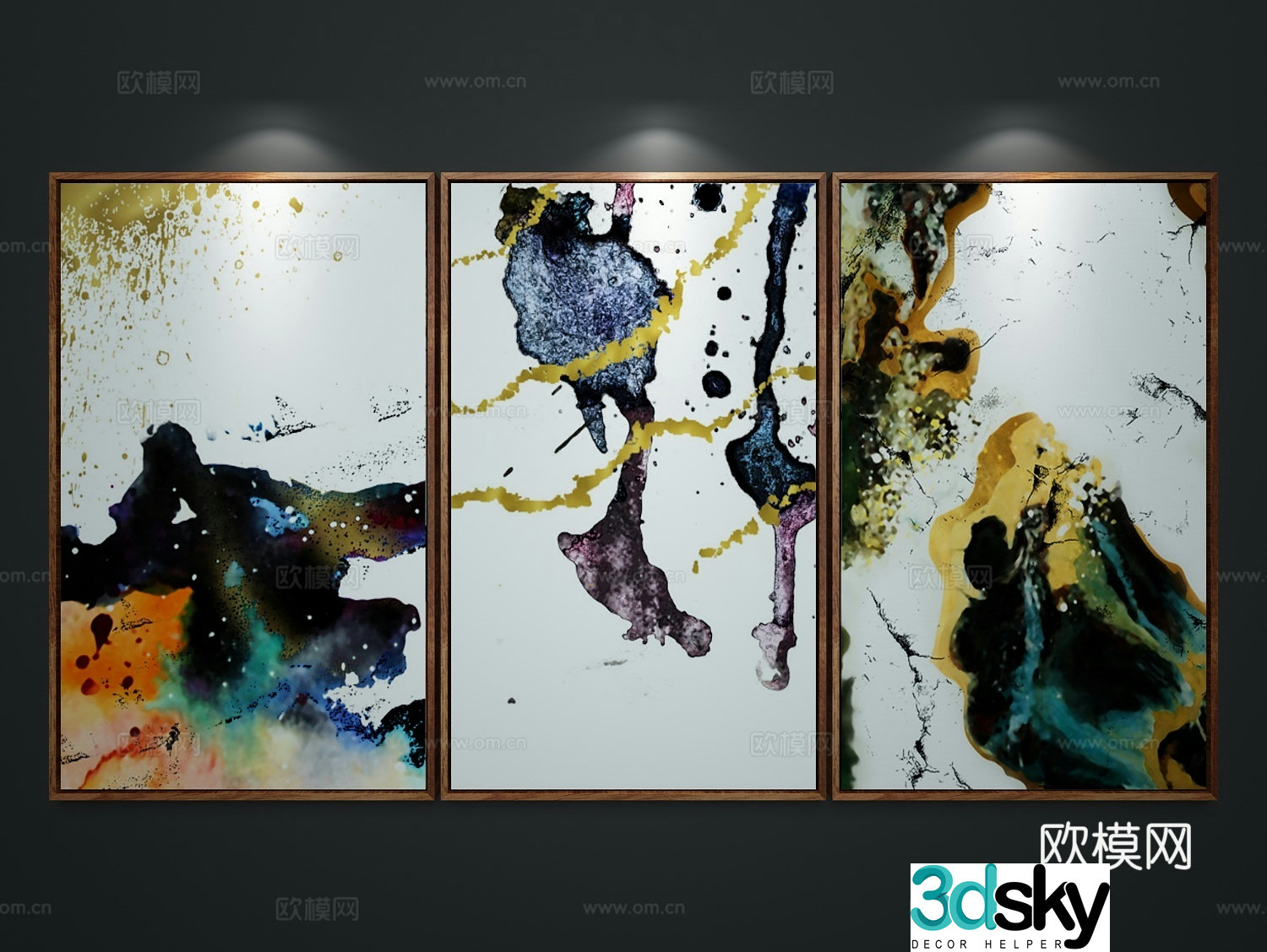 New Chinese style decorative painting ink painting hanging painting 3D model
