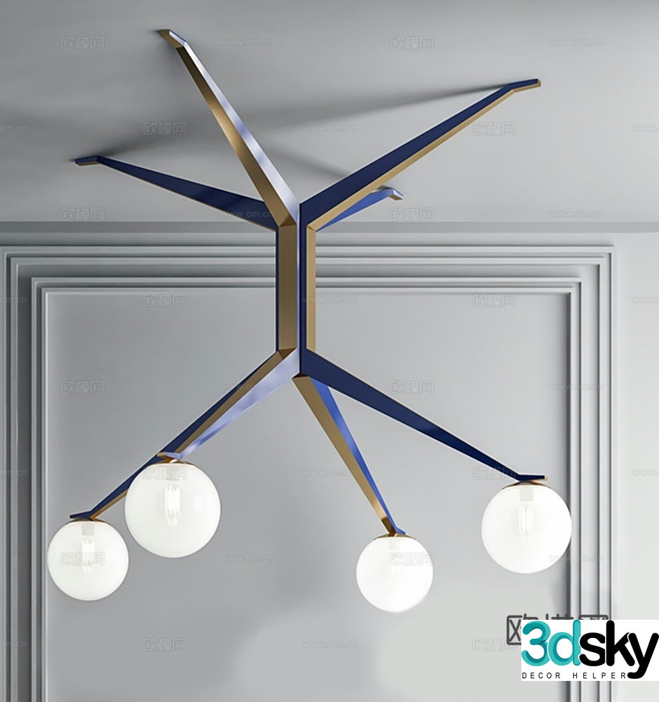 Modern stainless steel chandelier lighting 3d model