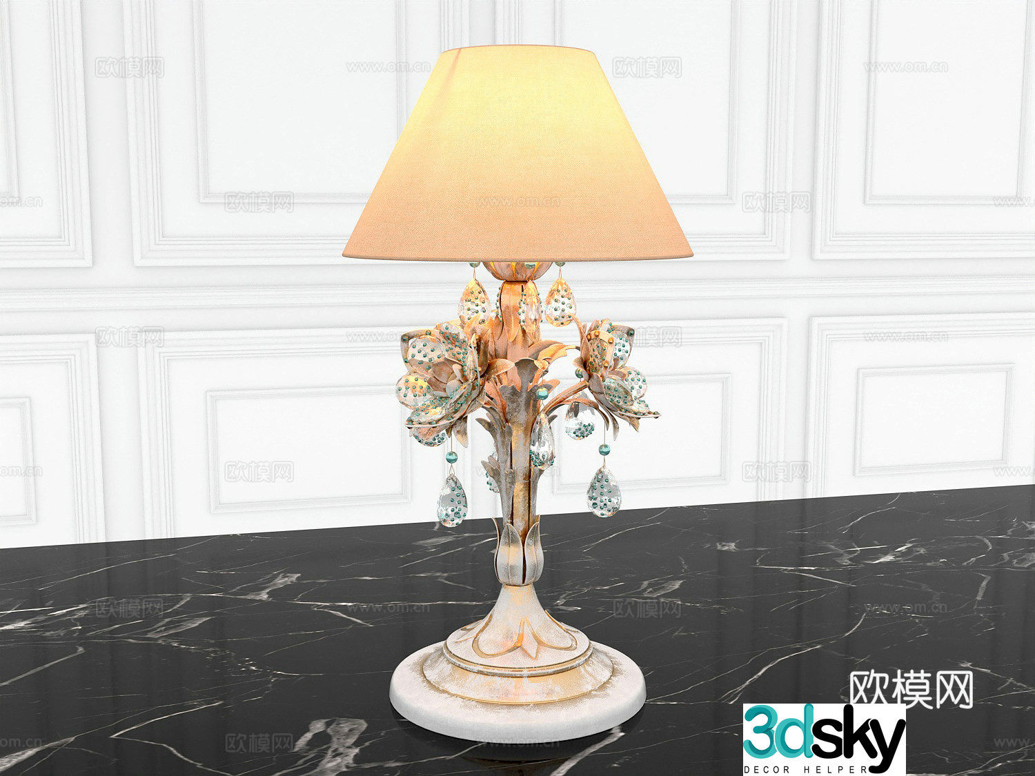 French lighting decorative lamp desk lamp 3d model