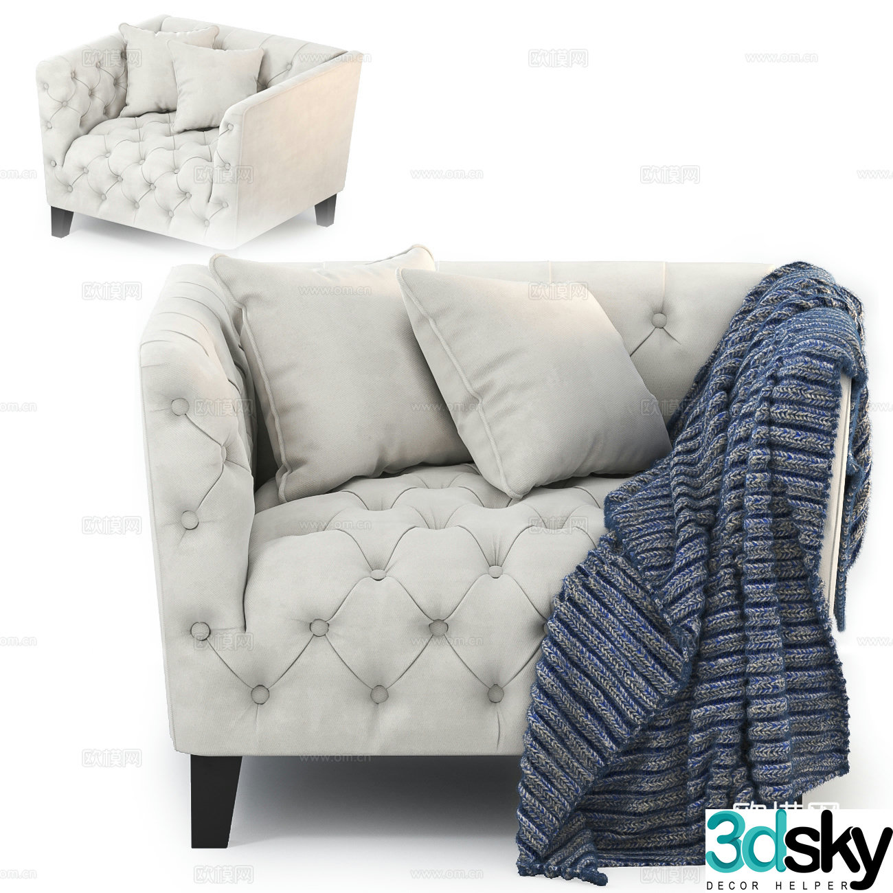 Simple European leisure sofa single sofa 3d model