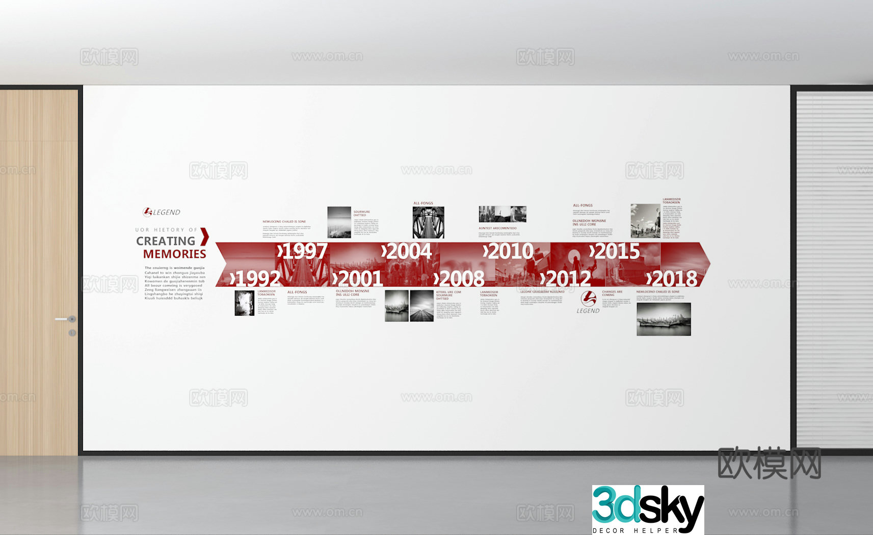 Exhibition hall cultural wall corporate history 3D model