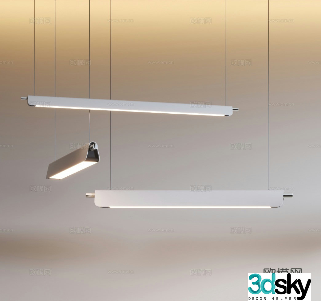 Office chandelier long chandelier 3d model