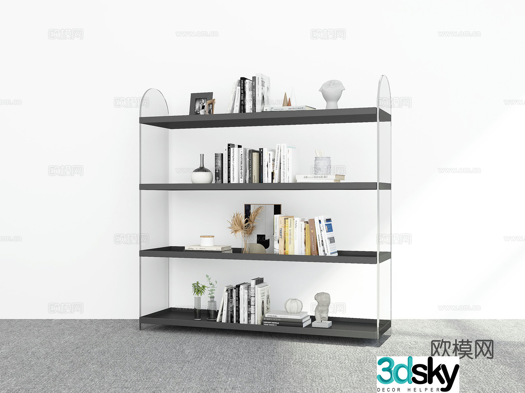 Modern acrylic bookcase bookshelf 3d model
