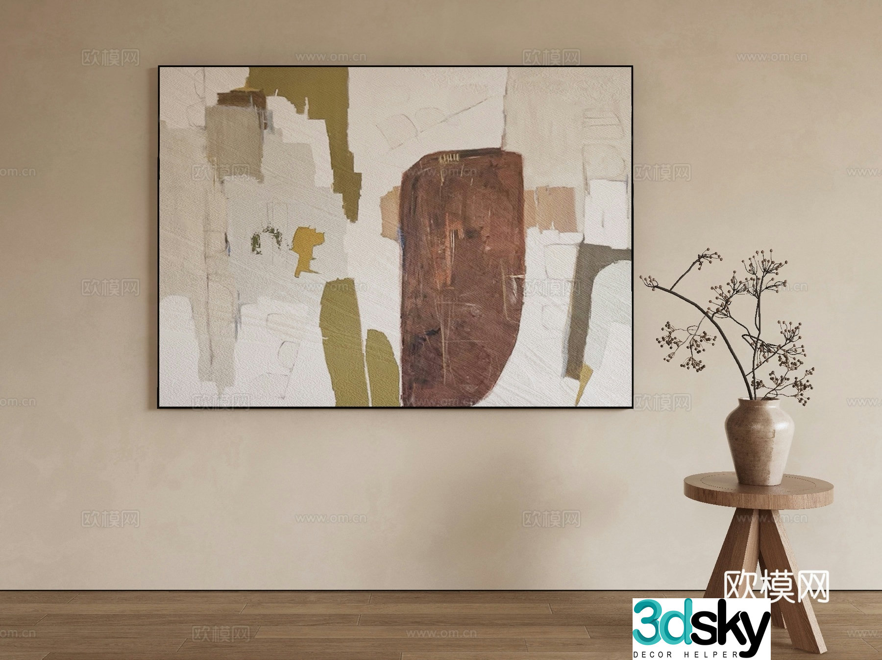 Modern decorative painting abstract hanging painting 3d model