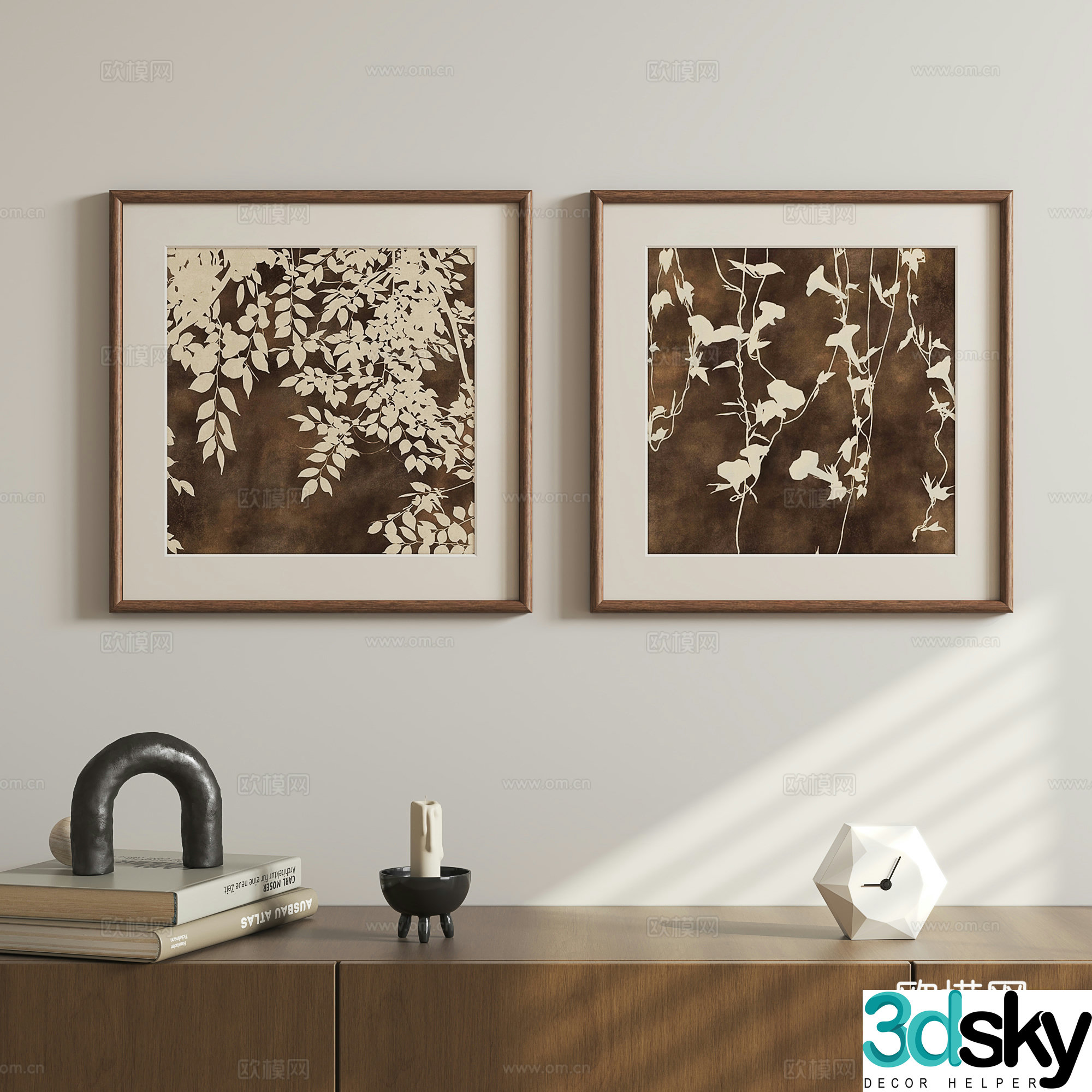 Nordic retro hanging painting shadow hanging painting 3d model