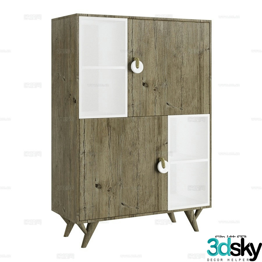 Wabi-sabi style low cabinet shoe cabinet finished cabinet 3d model