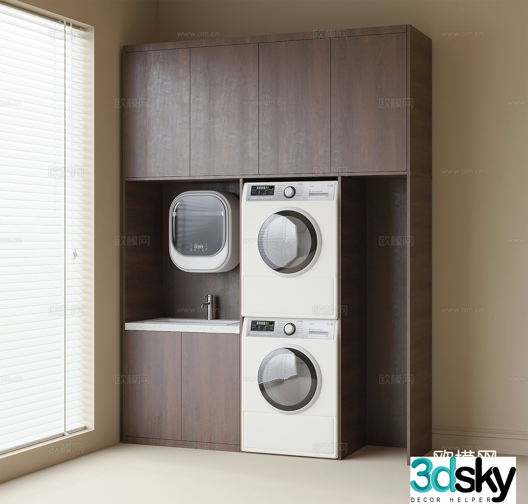 Modern washing machine cabinet washing machine balcony cabinet 3d model