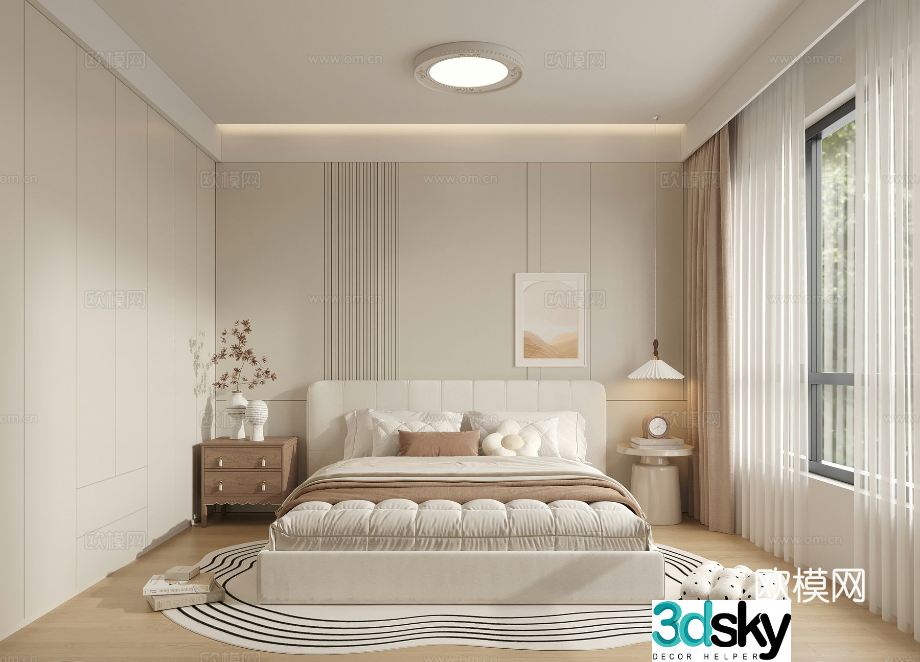 Cream style bedroom master bedroom 3d model