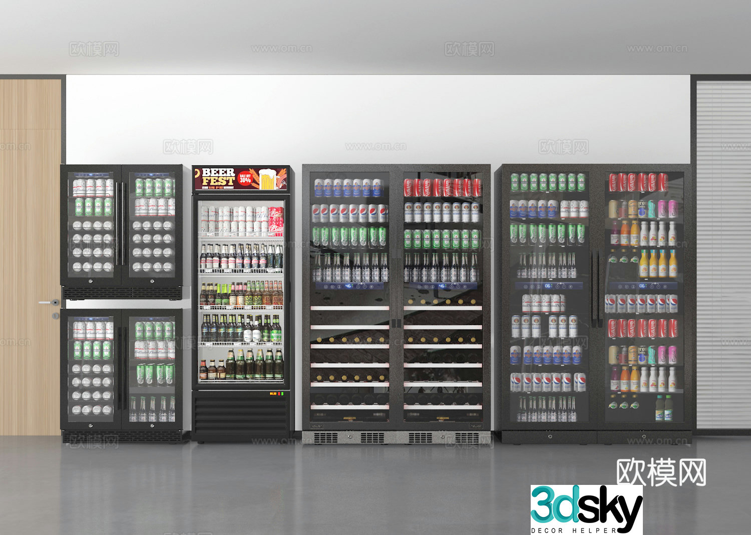 Refrigerator beverage cabinet freezer 3d model