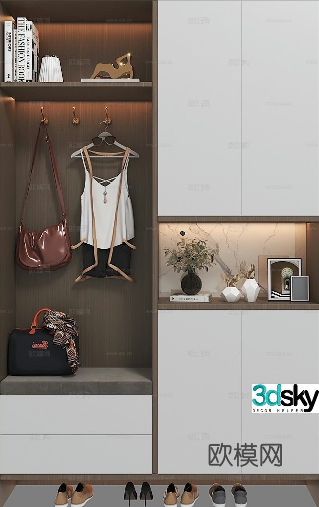 Modern entrance shoe cabinet 3D model