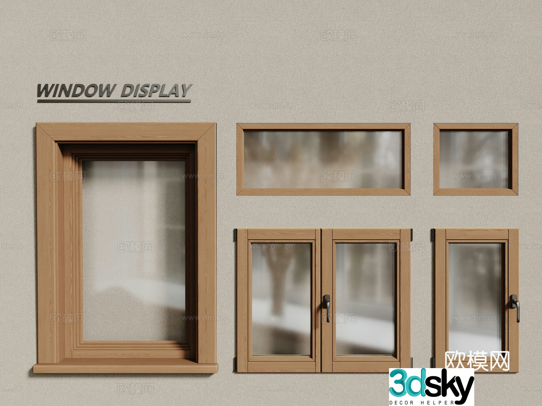 Log window casement window single window 3d model
