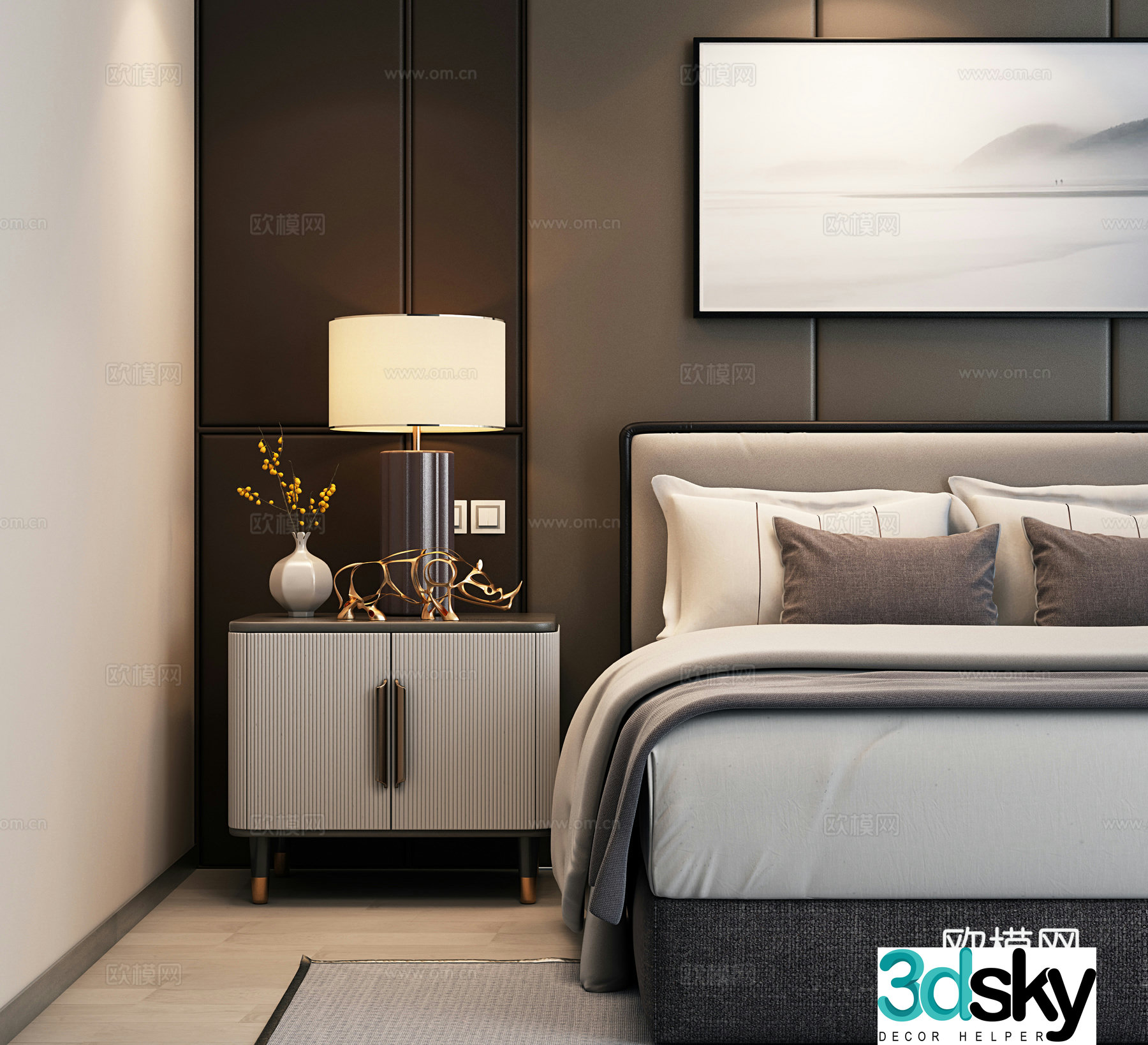 Light luxury bedside table 3D model