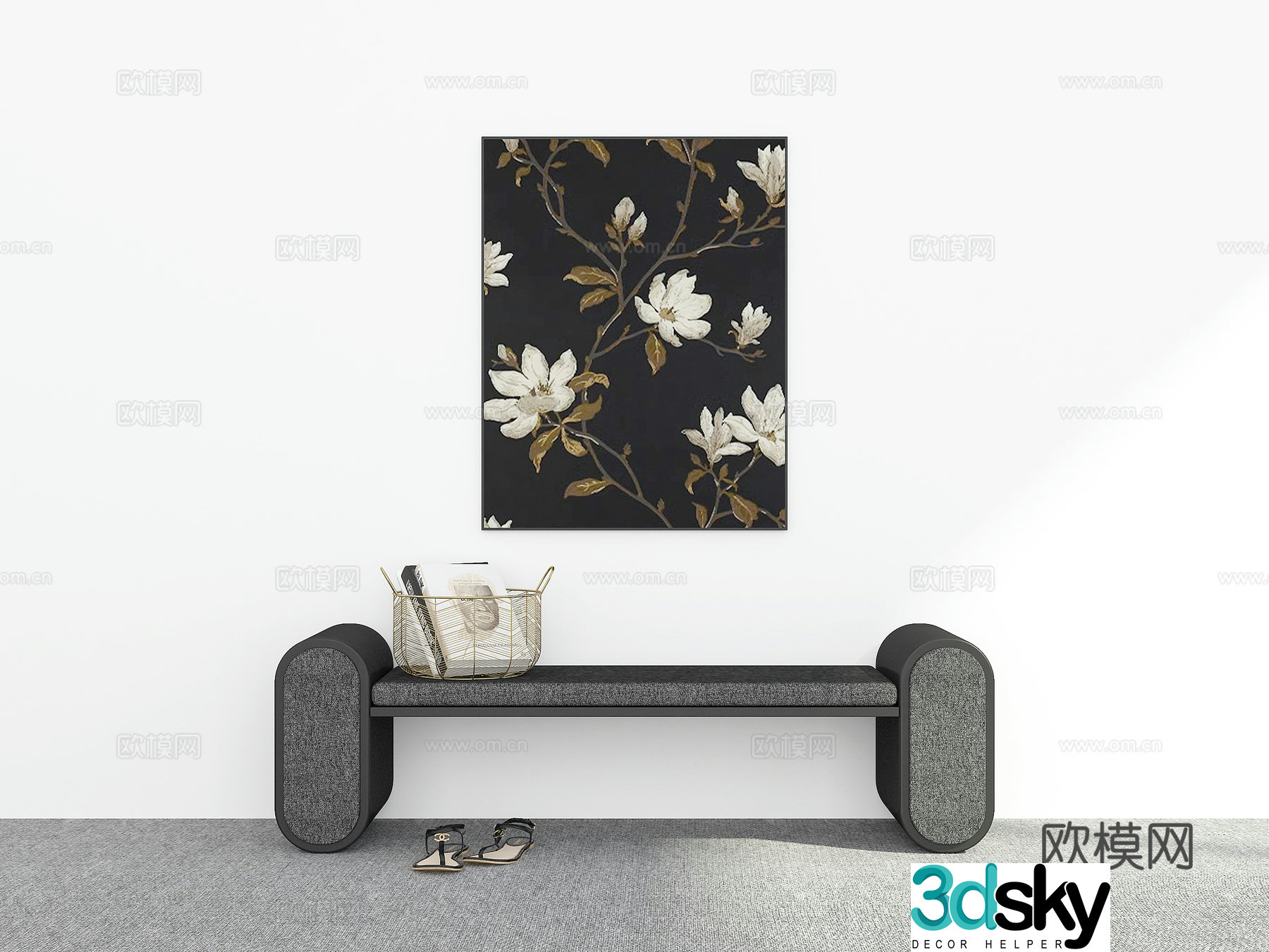 Modern shoe changing bench bench 3d model