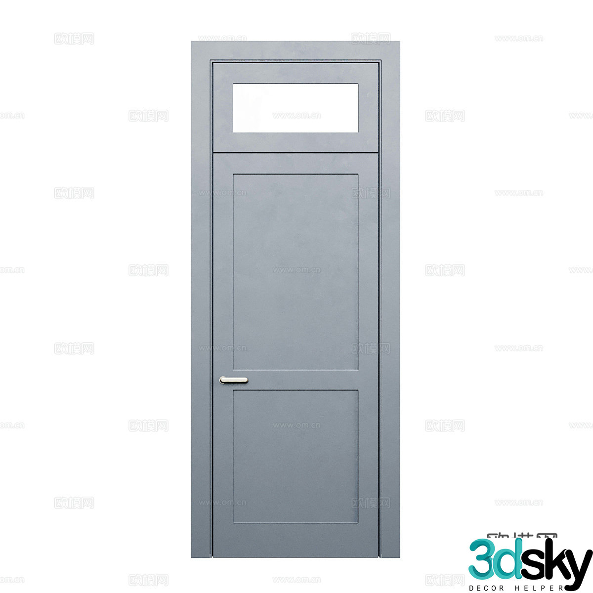 Modern flat door through top door simple single door 3d model