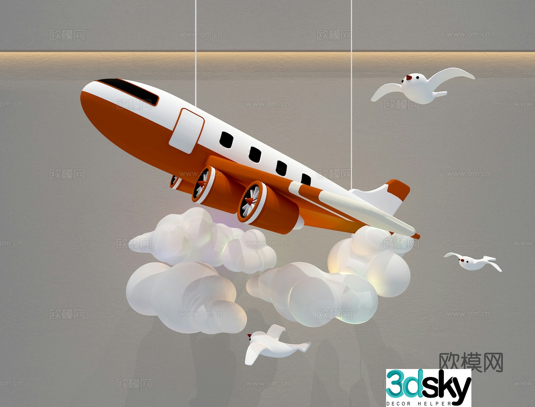 Cartoon airplane chandelier children’s chandelier 3d model