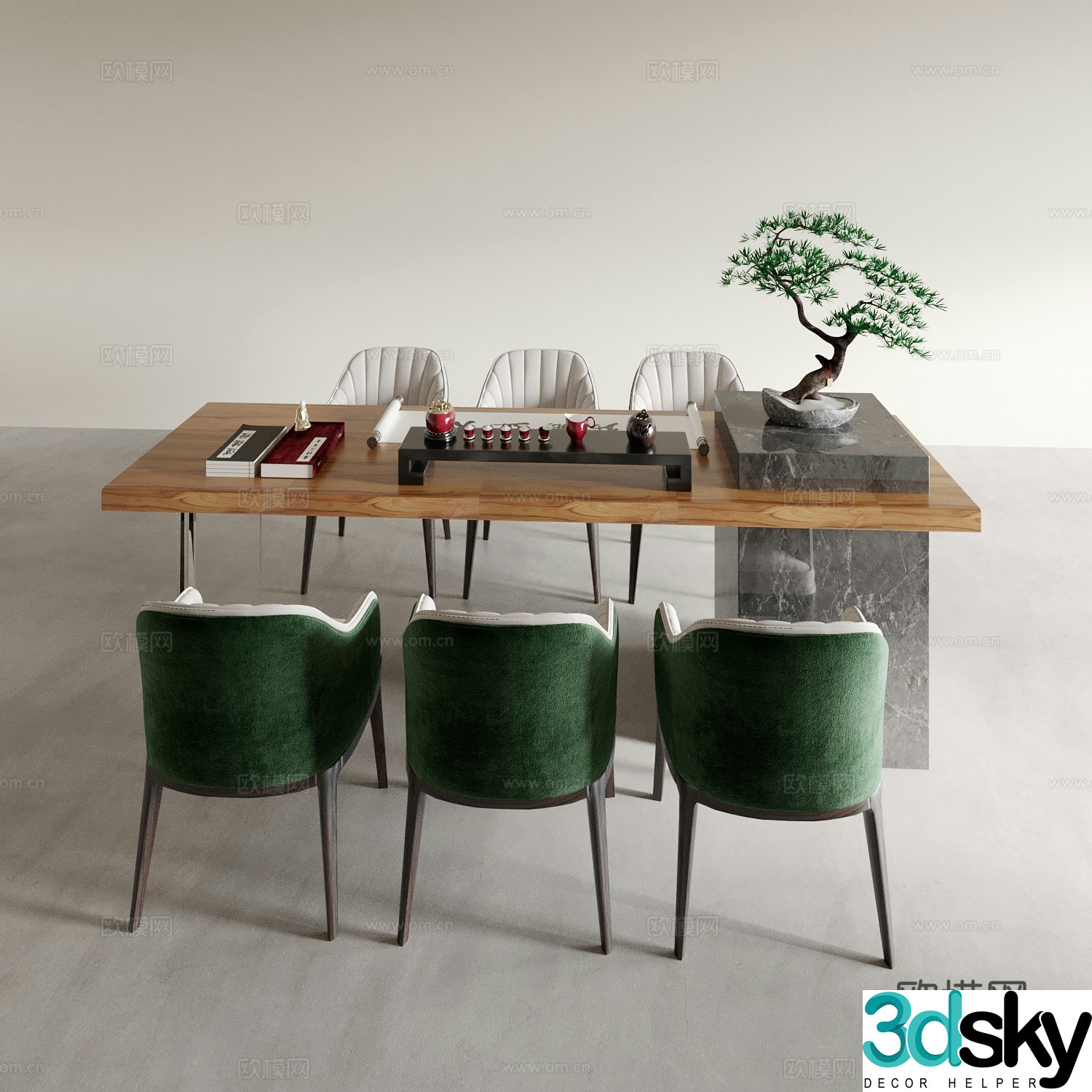 Modern dining table and chairs dining table and chairs 3d model