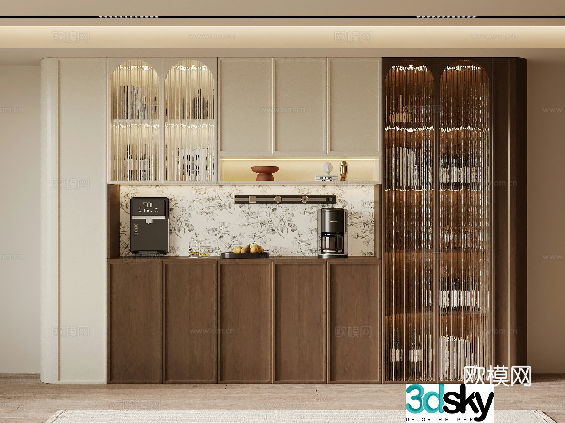 Medieval style wine cabinet and sideboard 3D model