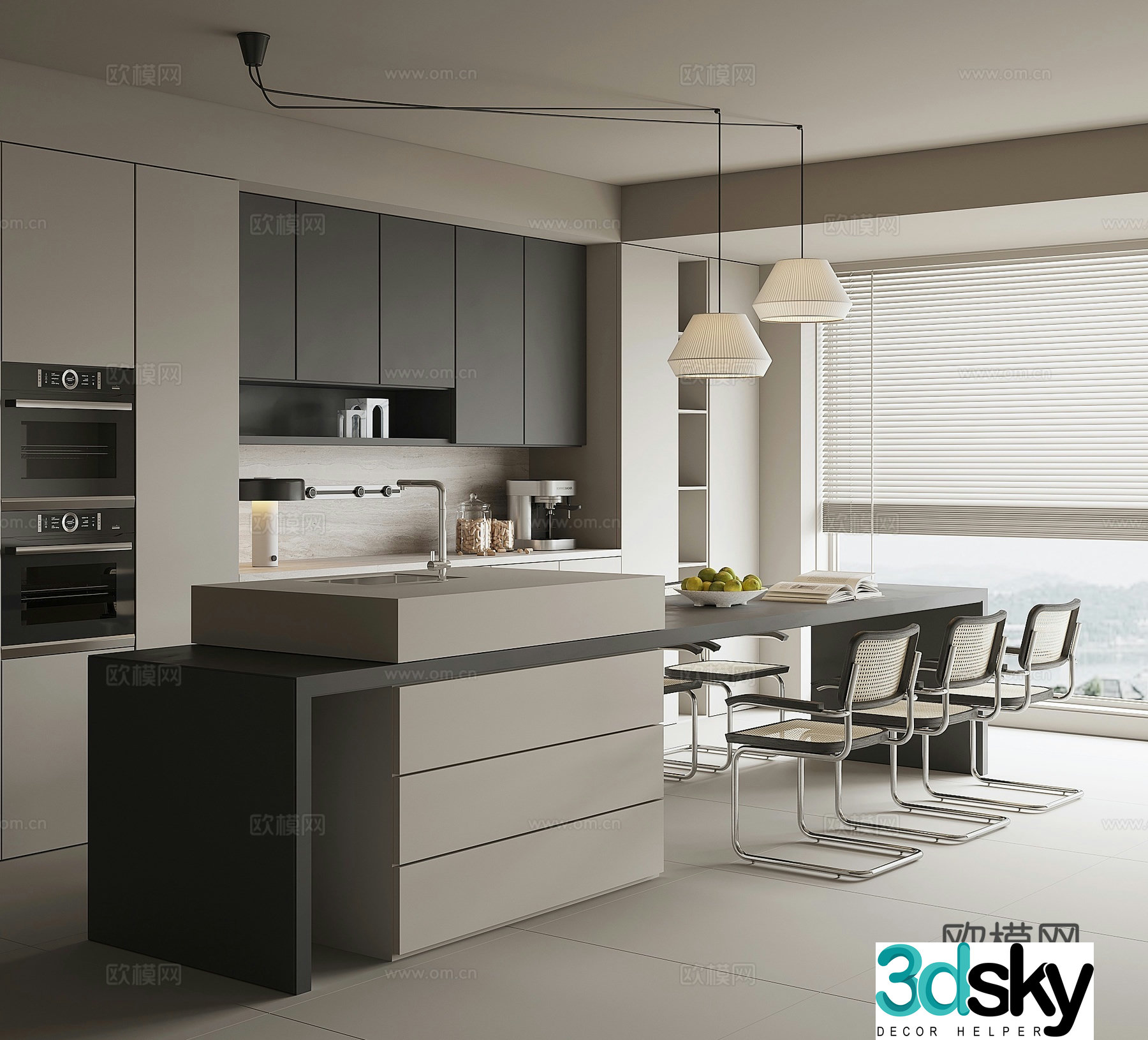 Modern island restaurant 3d model