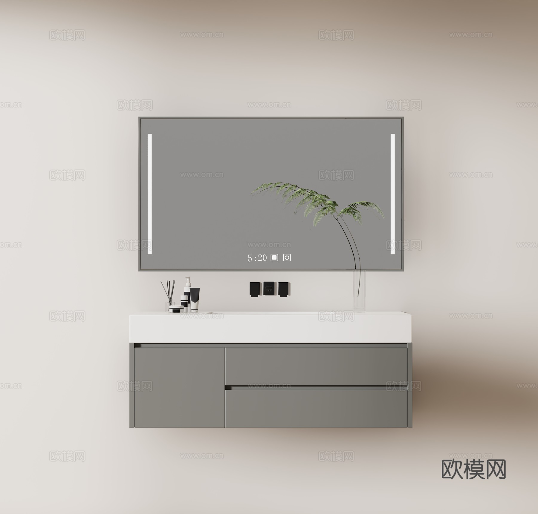 Modern basin cabinet bathroom cabinet wash cabinet mirror cabinet 3d model