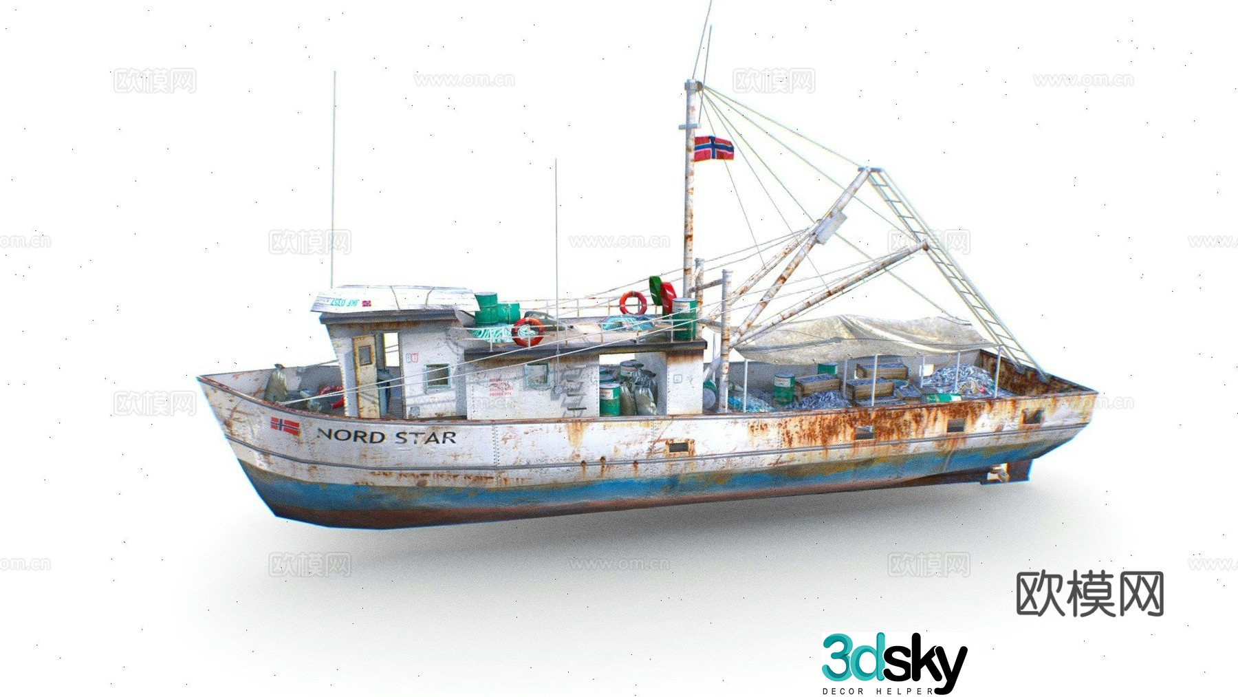 old fishing boat cruise ship 3d model