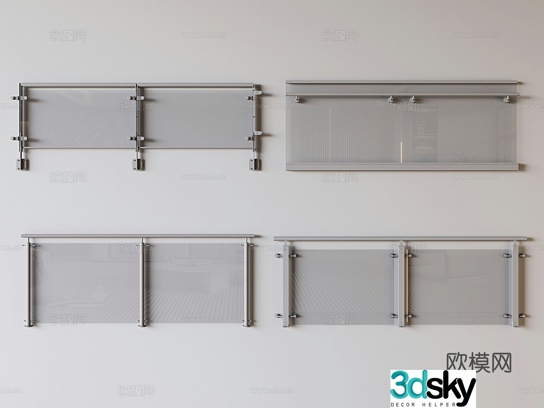 Iron railing fence guardrail 3d model
