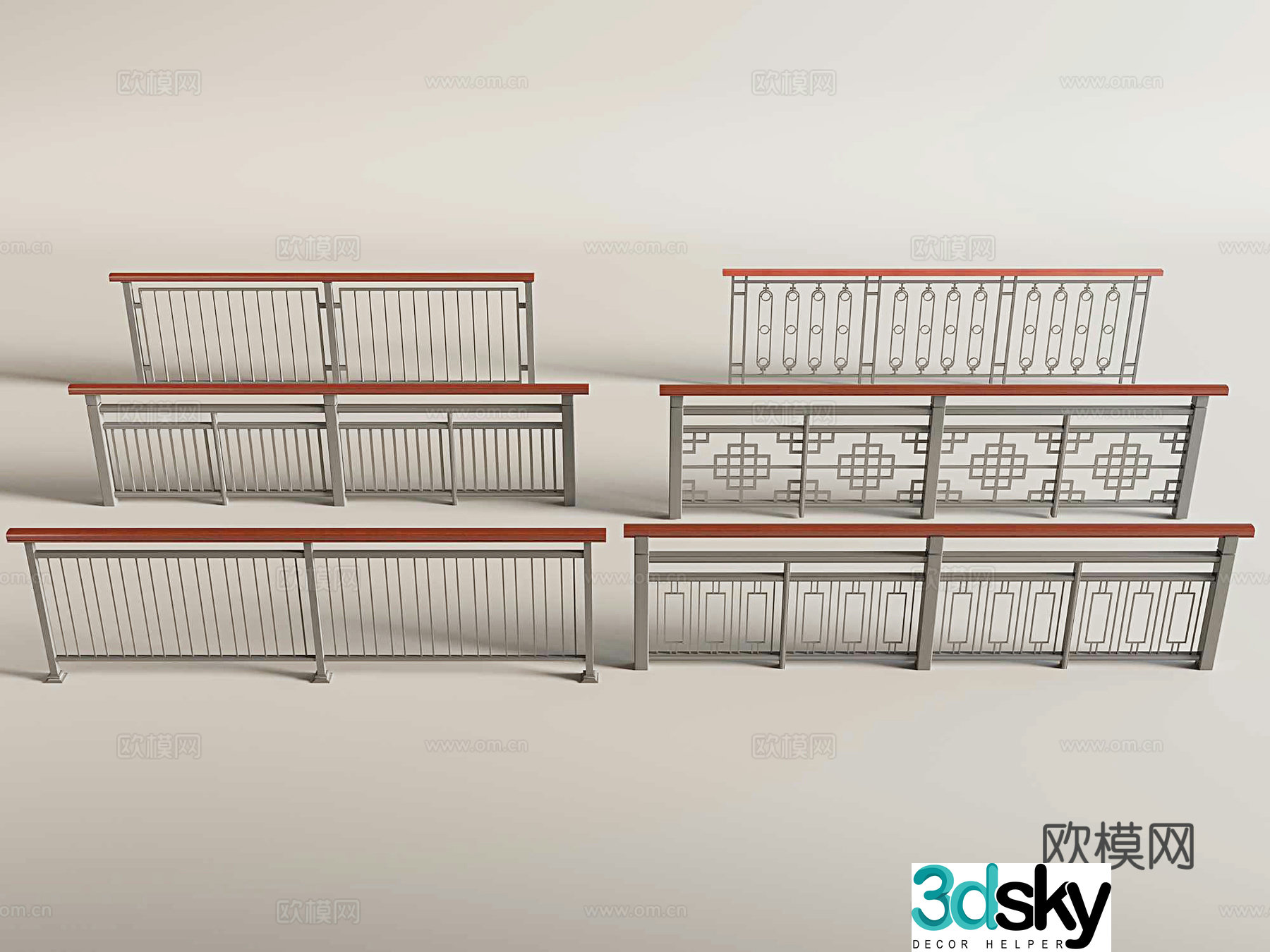 New Chinese style railing fence fence guardrail 3d model