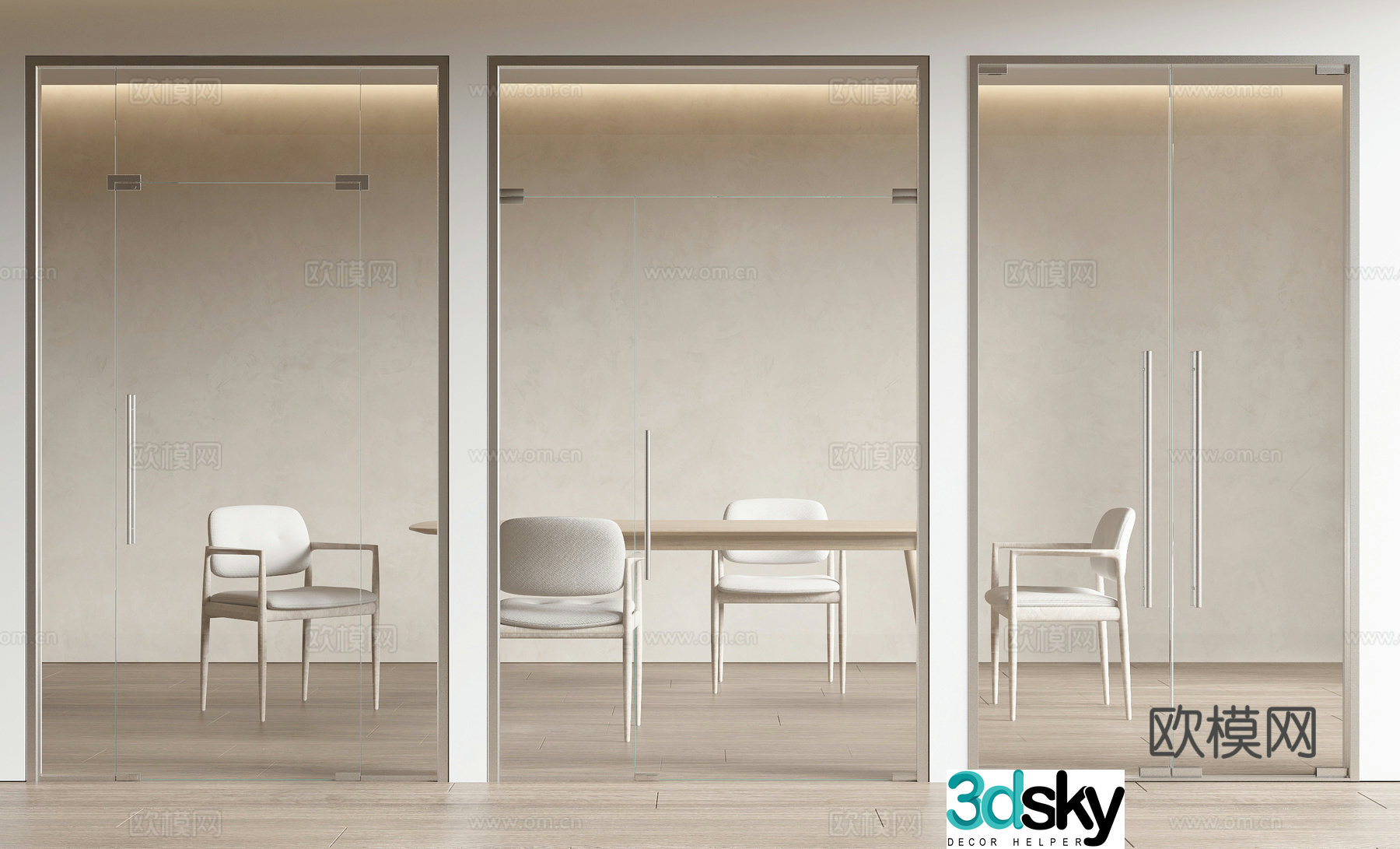 Office door high partition glass partition 3d model