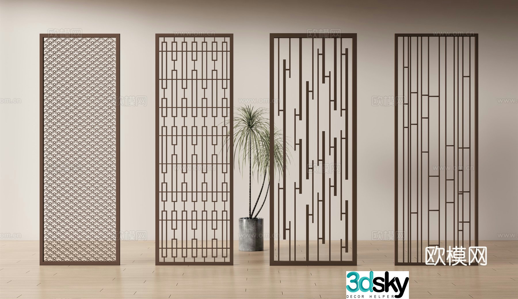 New Chinese style screen 3d model
