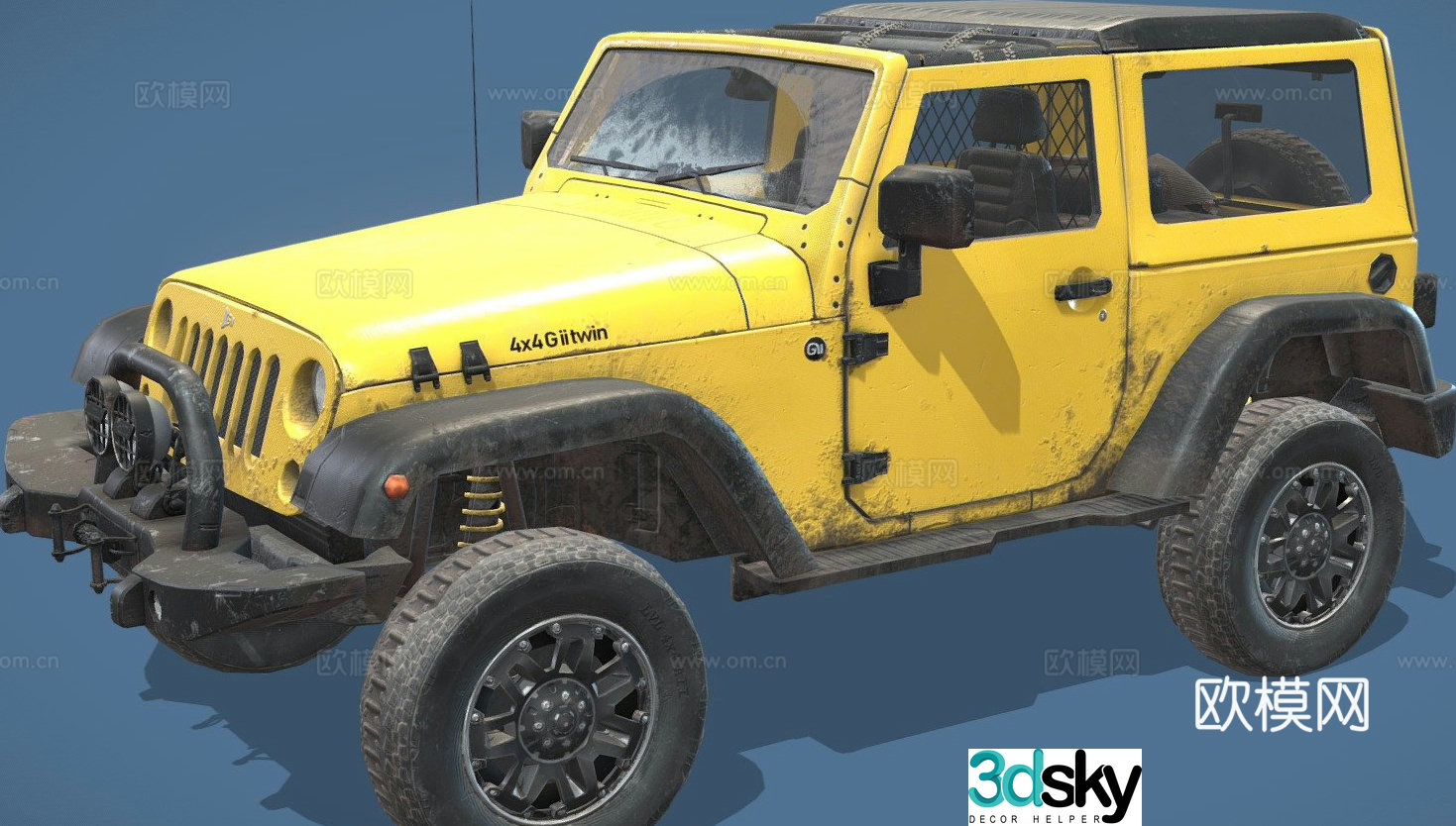 yellow car jeep 3d model