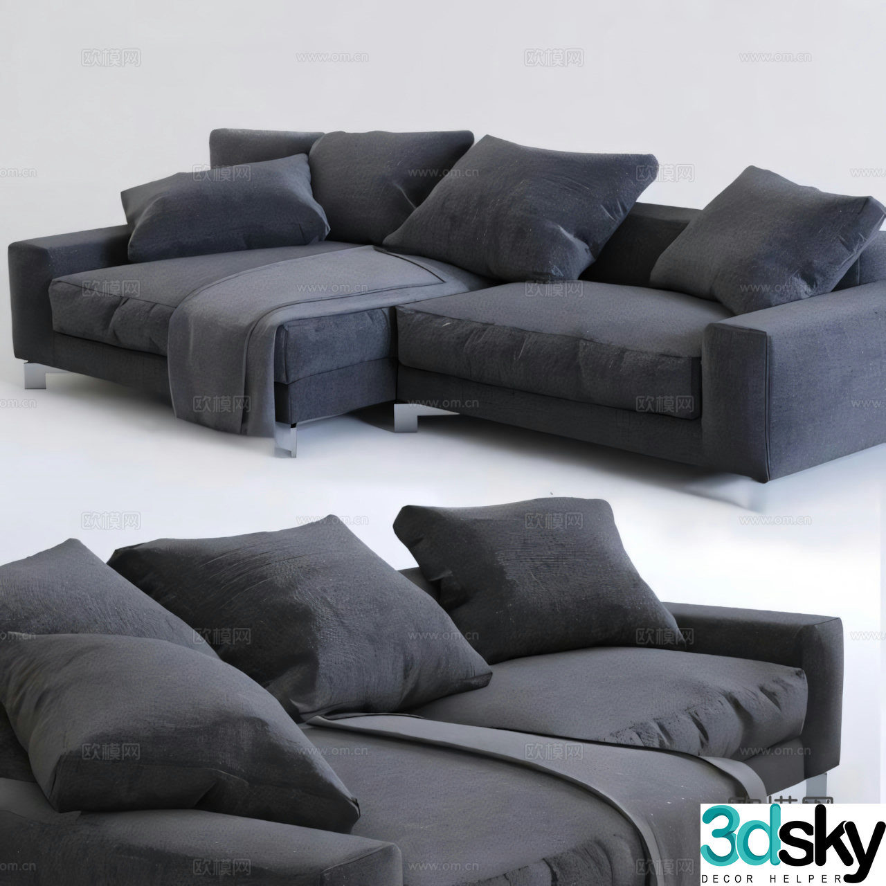 Corner sofa multi-person sofa 3d model